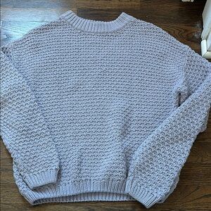 Gray Crew Neck Chunky Knit Sweater